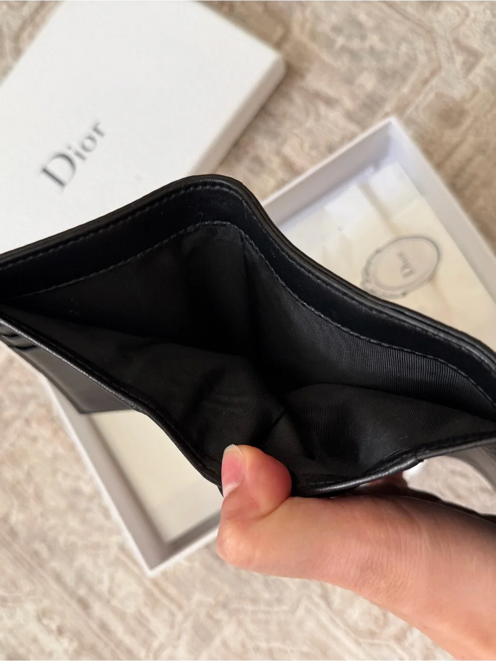 Authentic Dior Diorama Studded Black Leather Long Wallet w/ Box & Saks Receipt